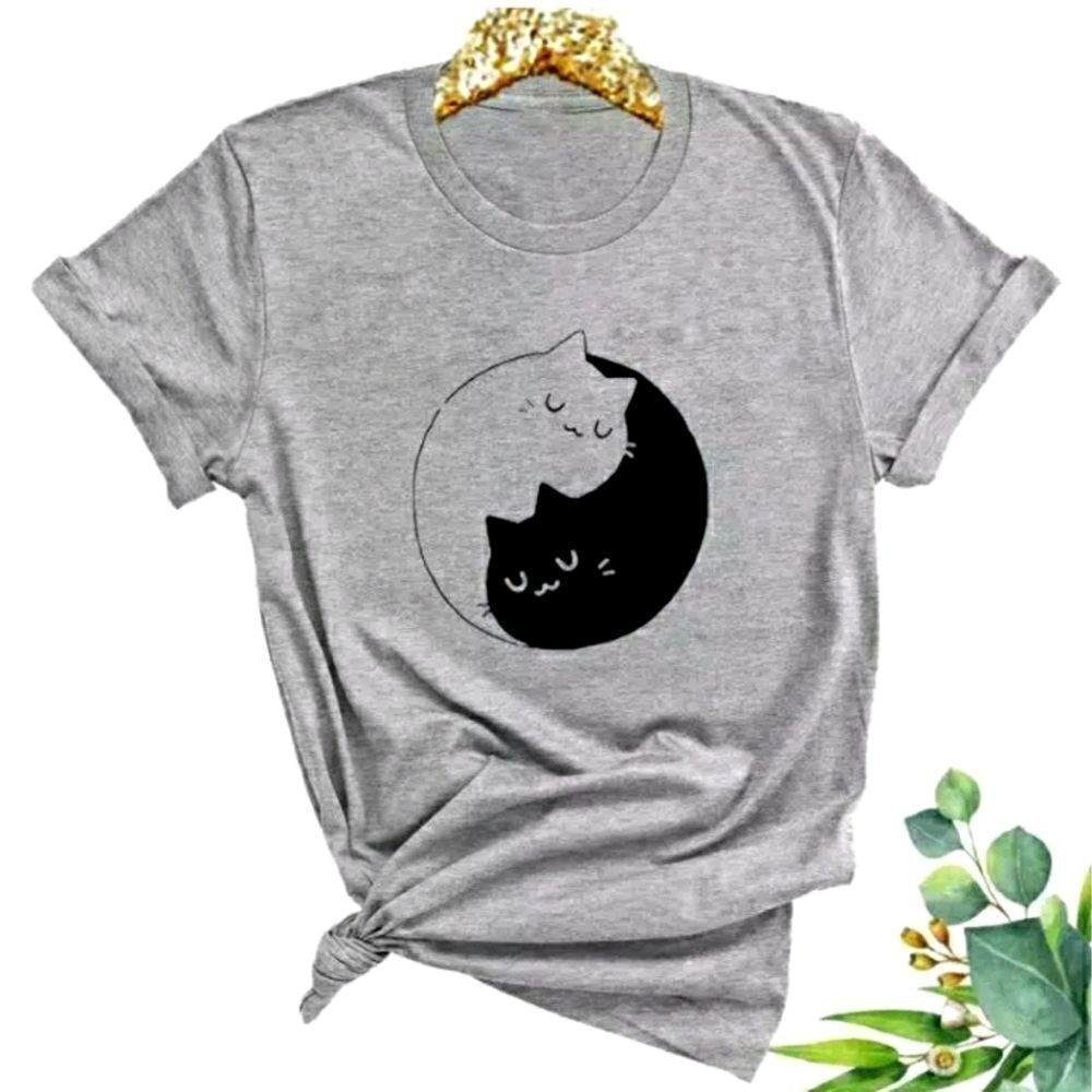 Yin Yang Cats Cat Mom Peace Tee Shirt